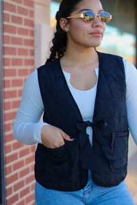 Printed Quilt Vest + Black & Leo