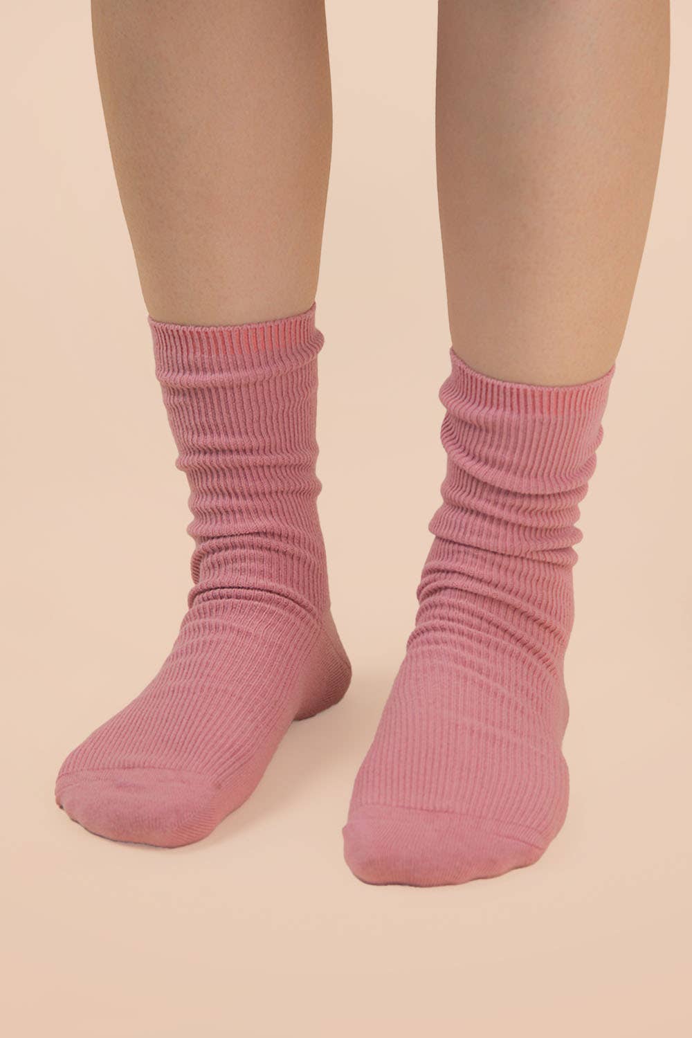 Ribbed mock socks: OLIVE