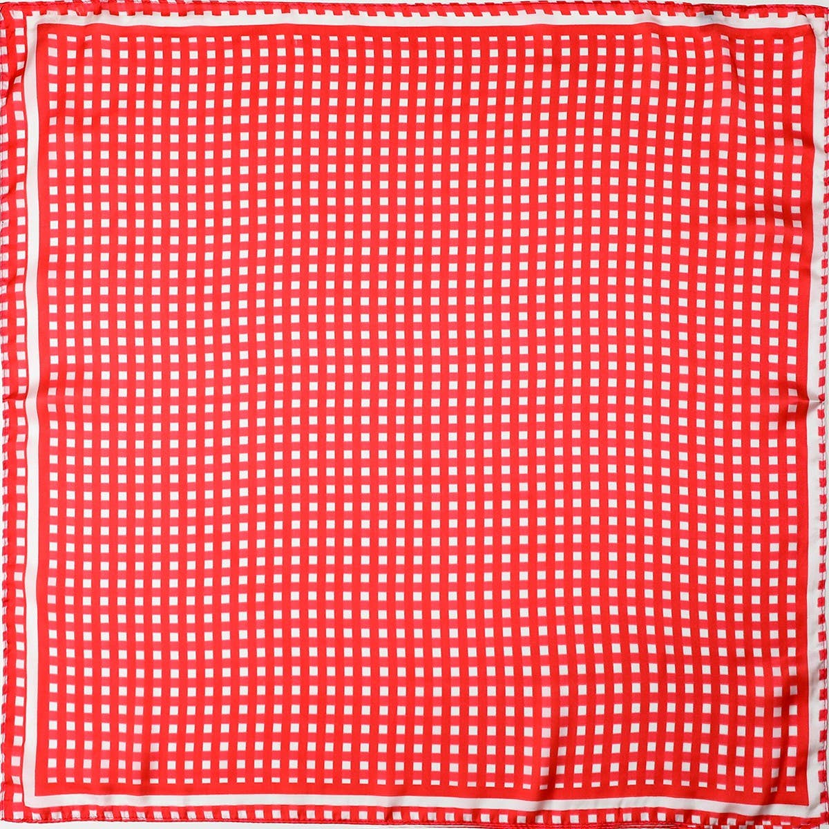 Pinkish Red Gingham Silk-Finish Square Scarf