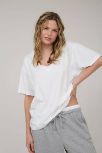 Oversized V-Neck White T-Shirt