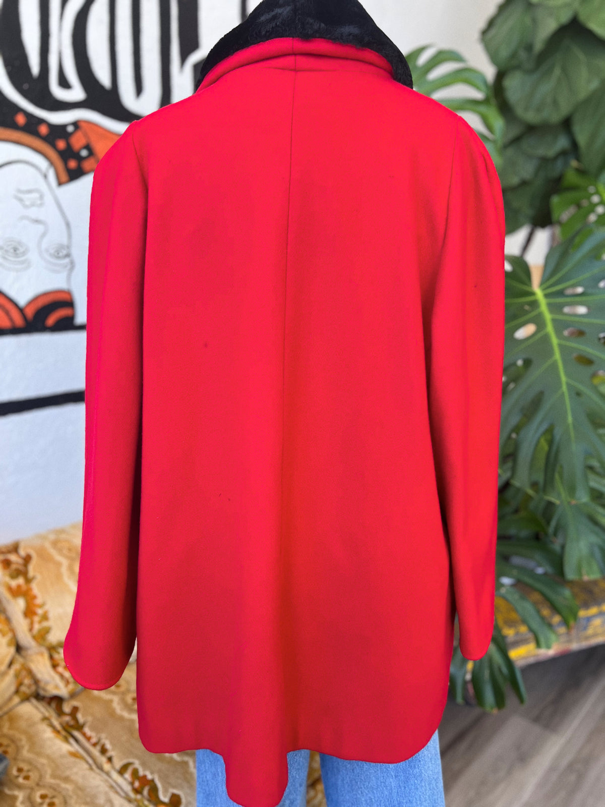 Vault Vintage | Red Wool Fur Collar Coat L/XL