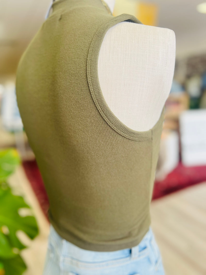 Soft Mock Neck Tank + Olive