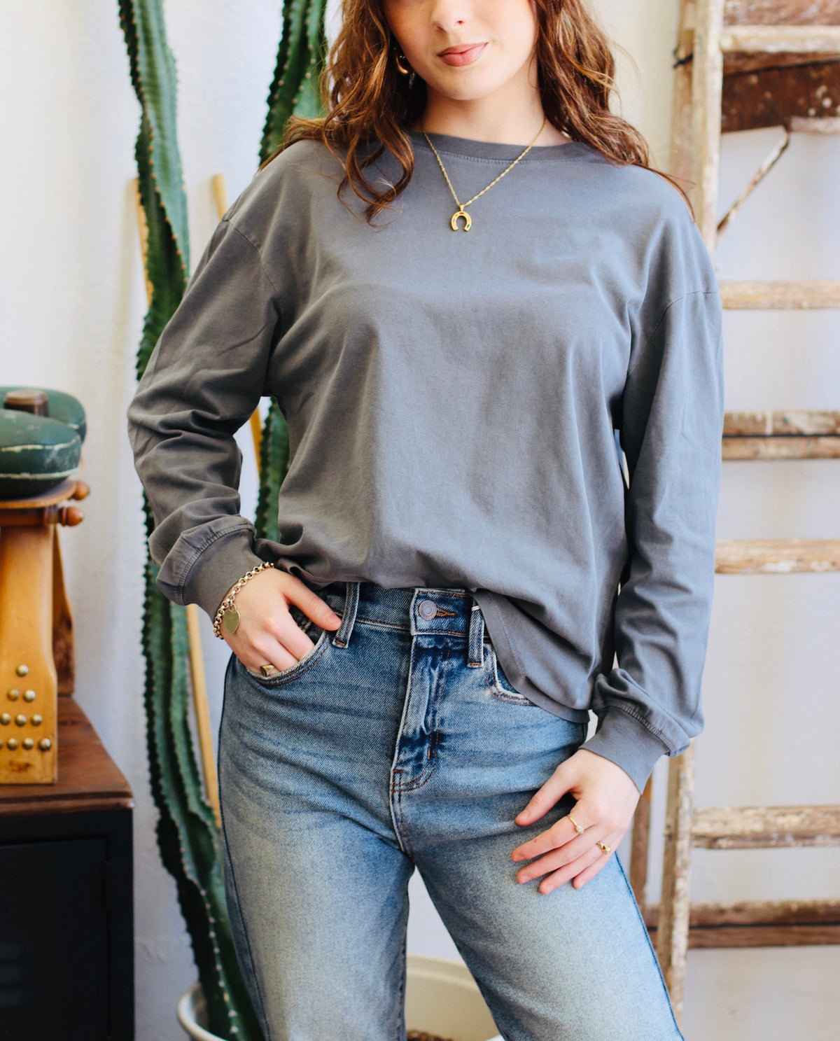 Basic Long Sleeve Top + Grey