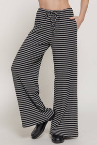 Black Striped Wide Leg Lounge Pants