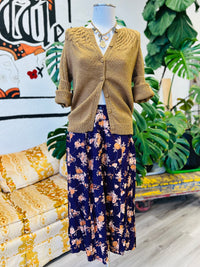 Vault Vintage | Purple Floral Button Midi Skirt 8