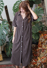 Wander Striped Dress in Brown