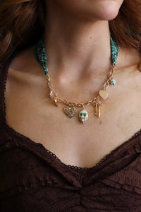 Green Scarf Charm Necklace
