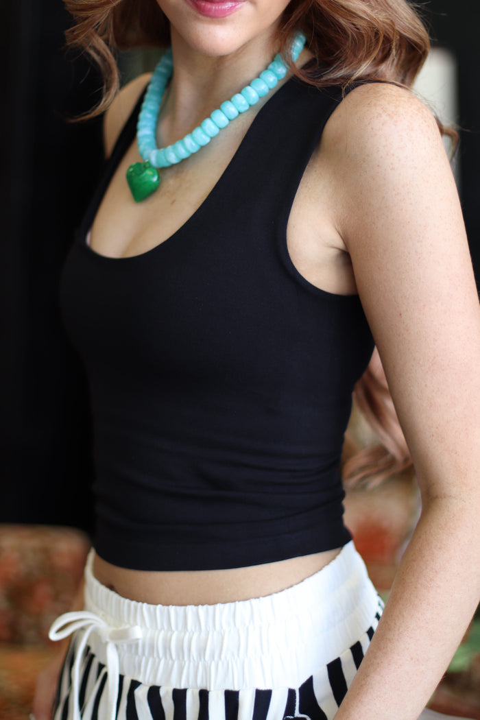 Seamless Crop Tank + Black