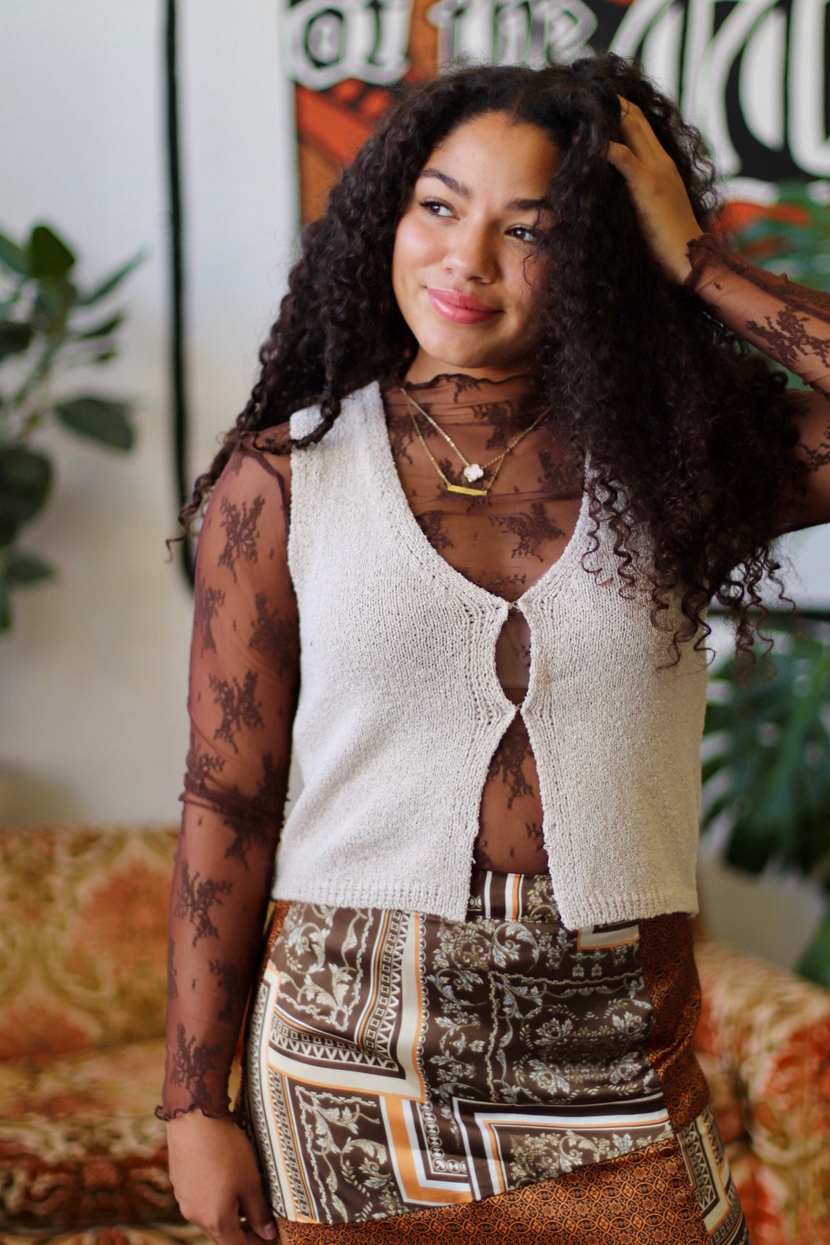 Tis Autumn Sweater Vest + Beige