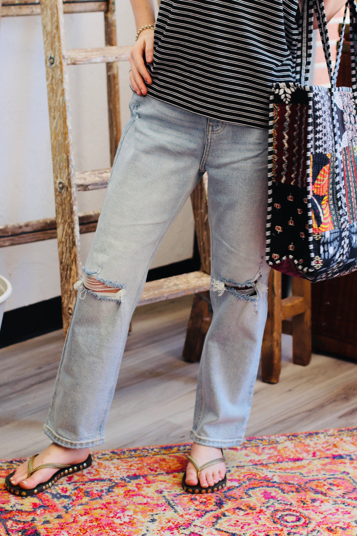 Distressed Light Wash Jeans