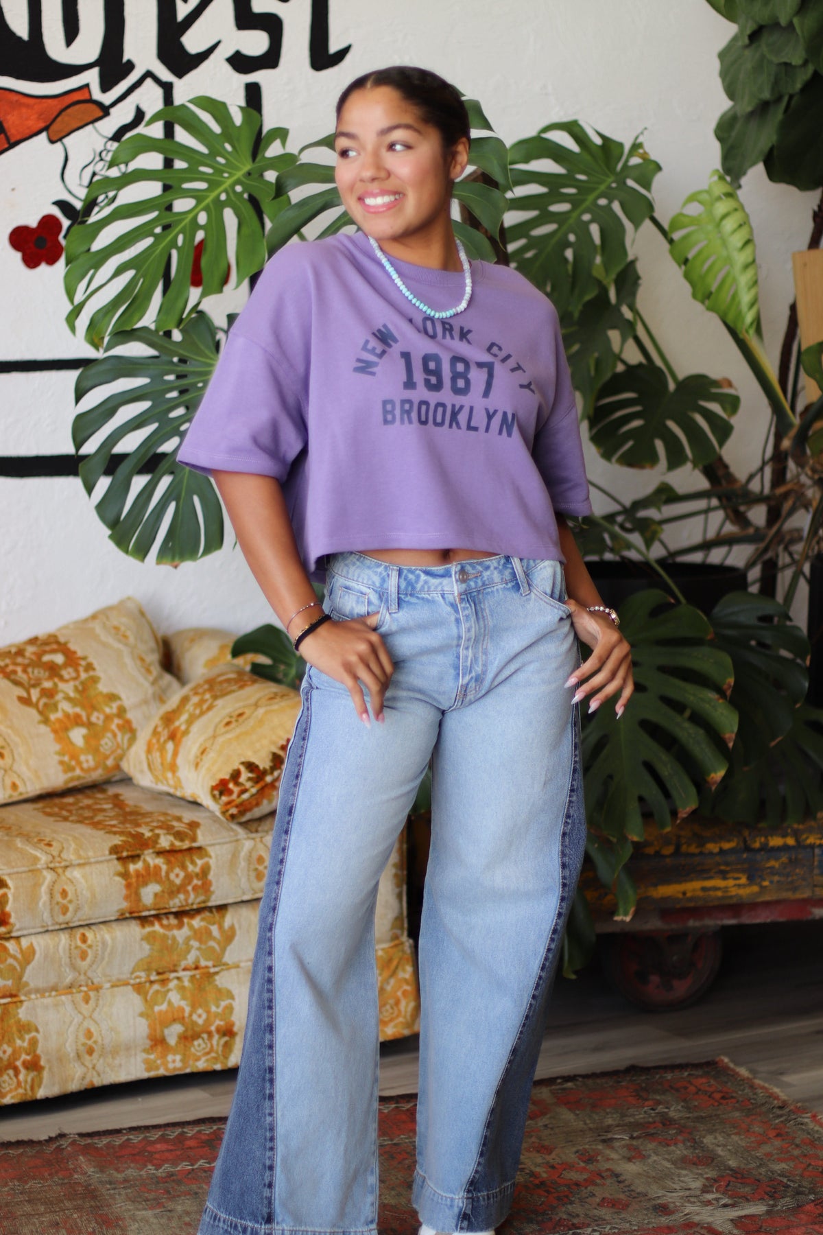 Brooklyn Purple Short Sleeve Sweatshirt