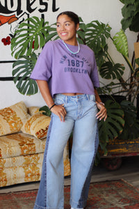 Brooklyn Purple Short Sleeve Sweatshirt