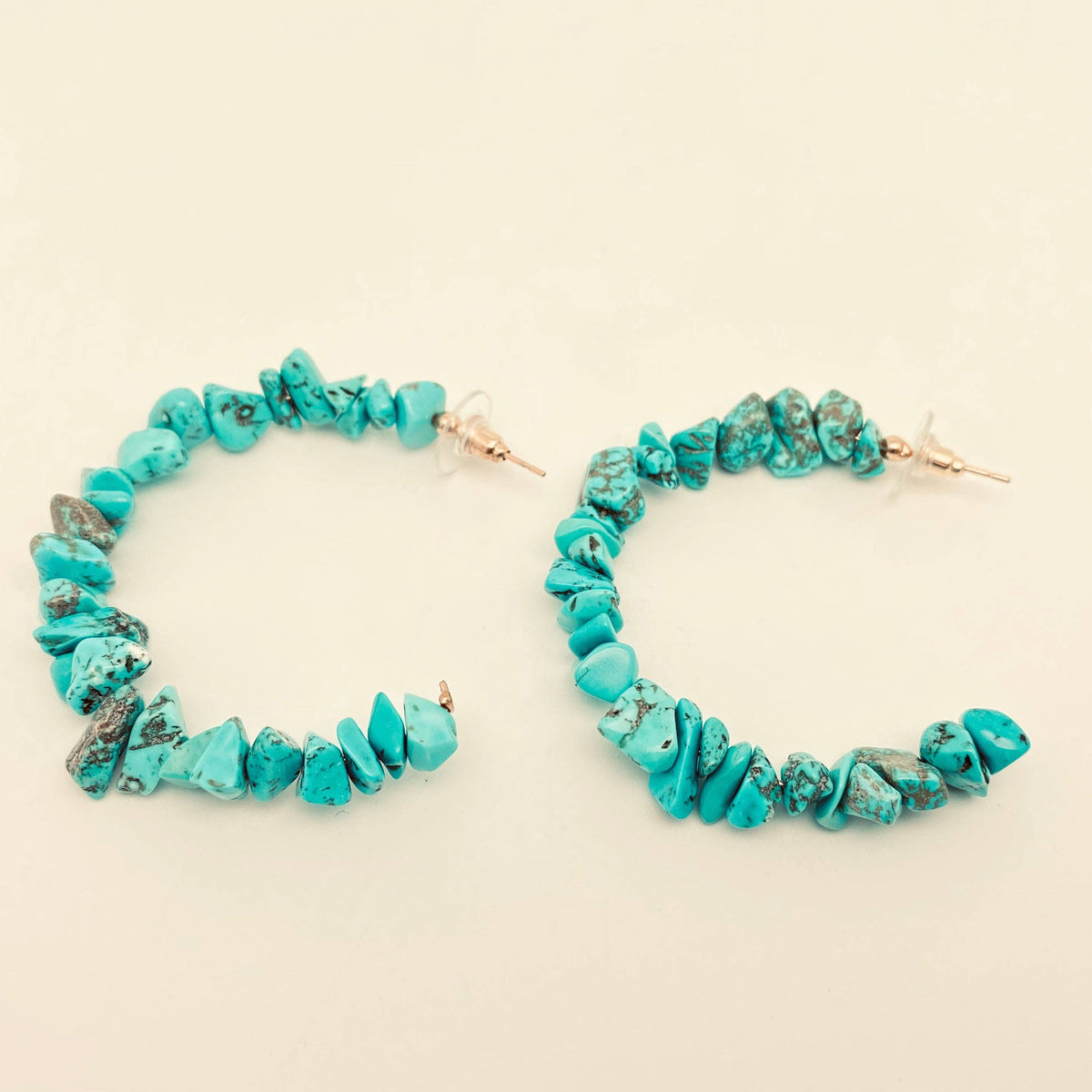 Chunky Turquoise Beaded Hoop Earrings