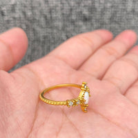 Inlaid CZ & Opal 18K Gold Plated Ring
