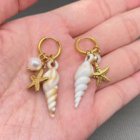 18K Gold Plated Seashell Huggie Hoop Earrings