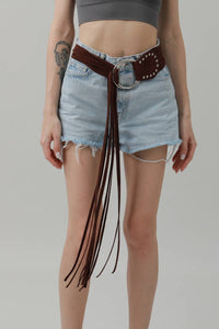 Brown Double Ring Fringe Belt