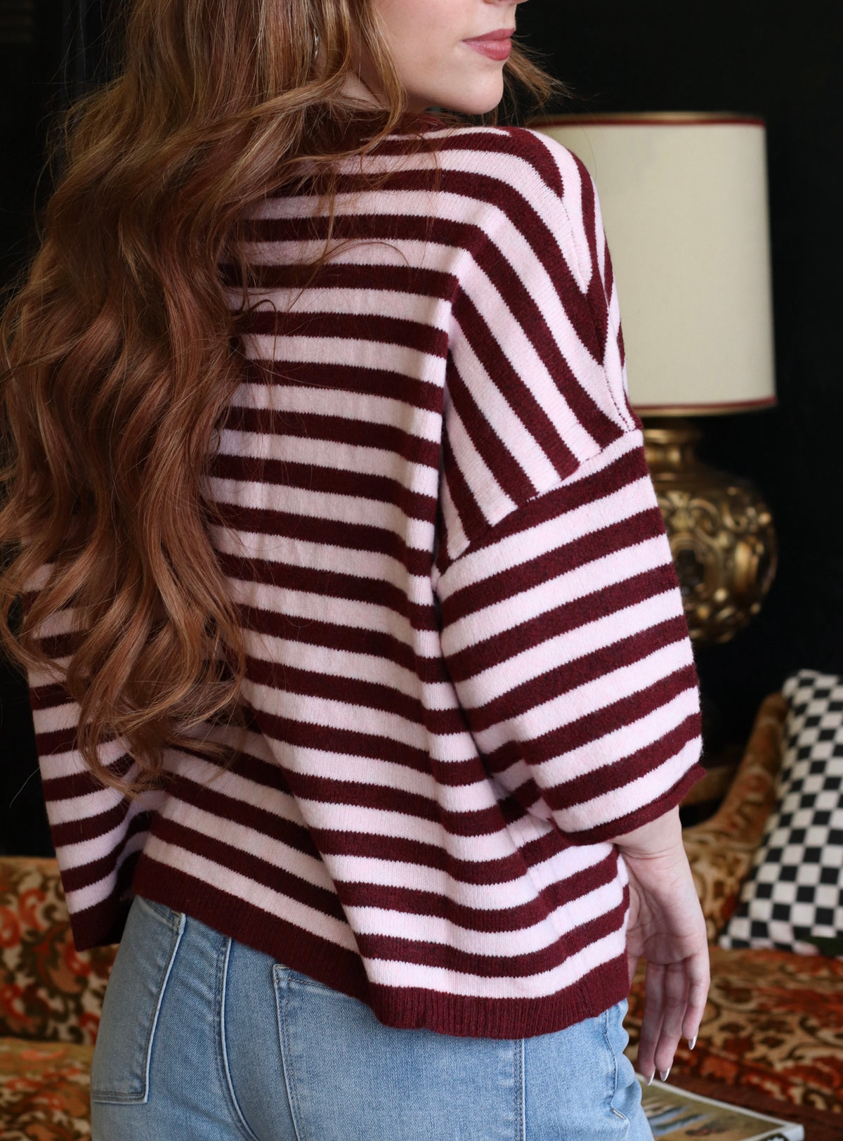 Makinly Burgundy Stripe Cardi