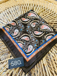 Brown Paisley Satin Square Scarf