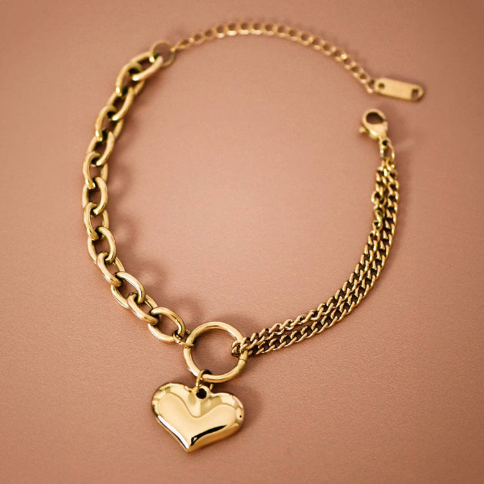 18K Gold Plated Waterproof Heart Chain Bracelet