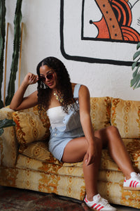 Gabby Striped Bib Short Overalls