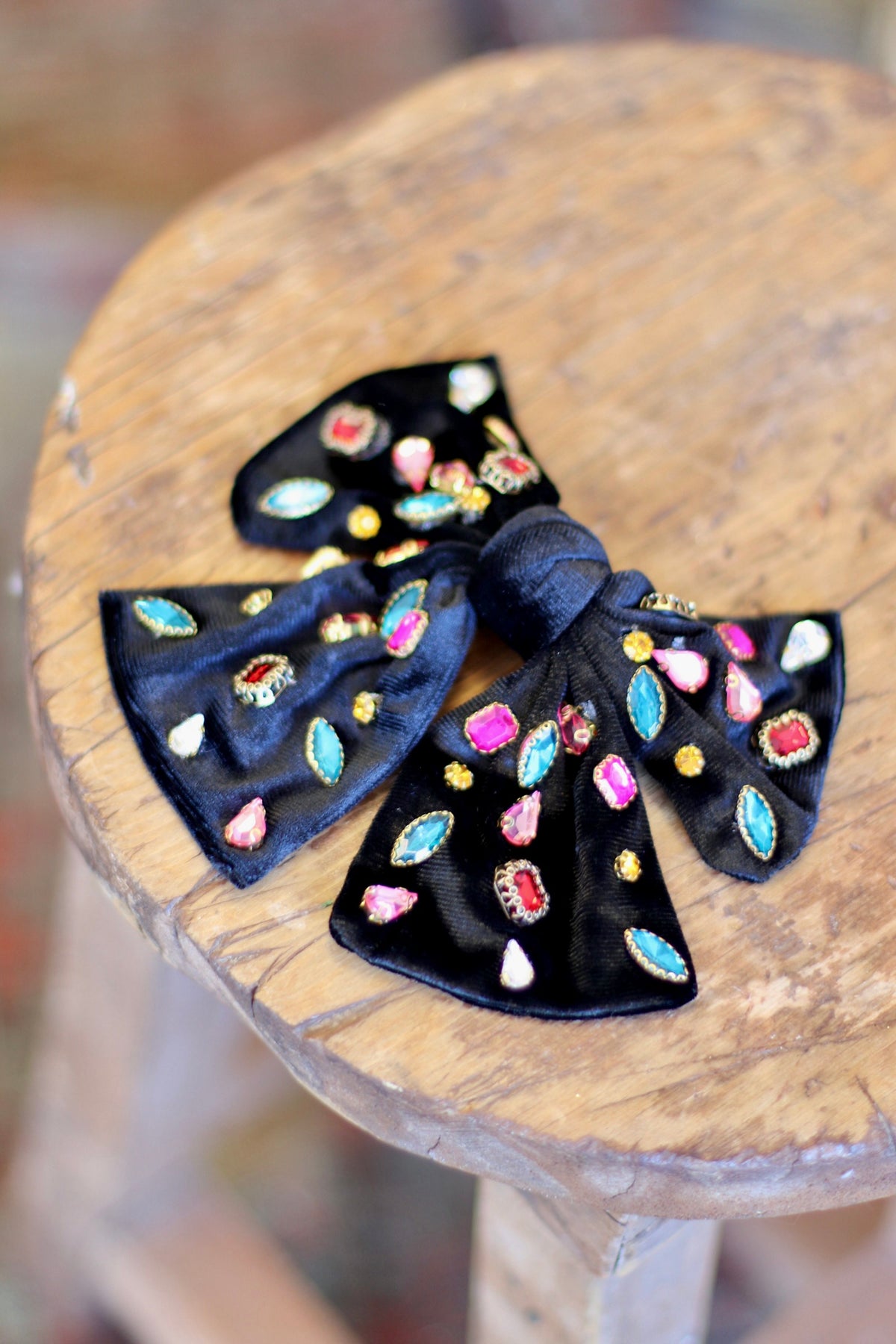 Rhinestone Velvet Bow