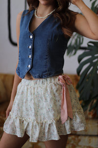 Floral Mini Skirt w/ Shorts in Blush