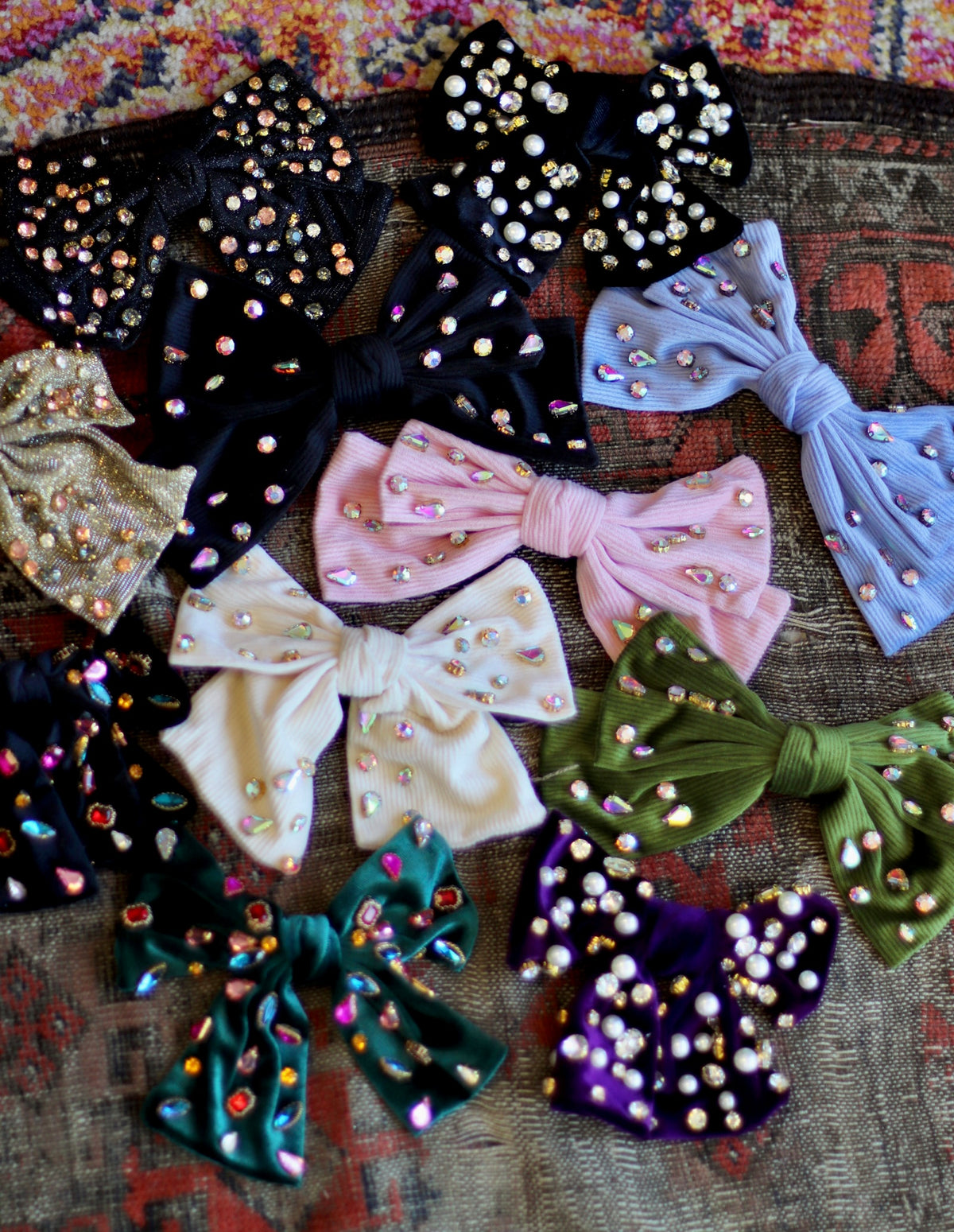 Large Cord Rhinestone Bow + 5 Colors