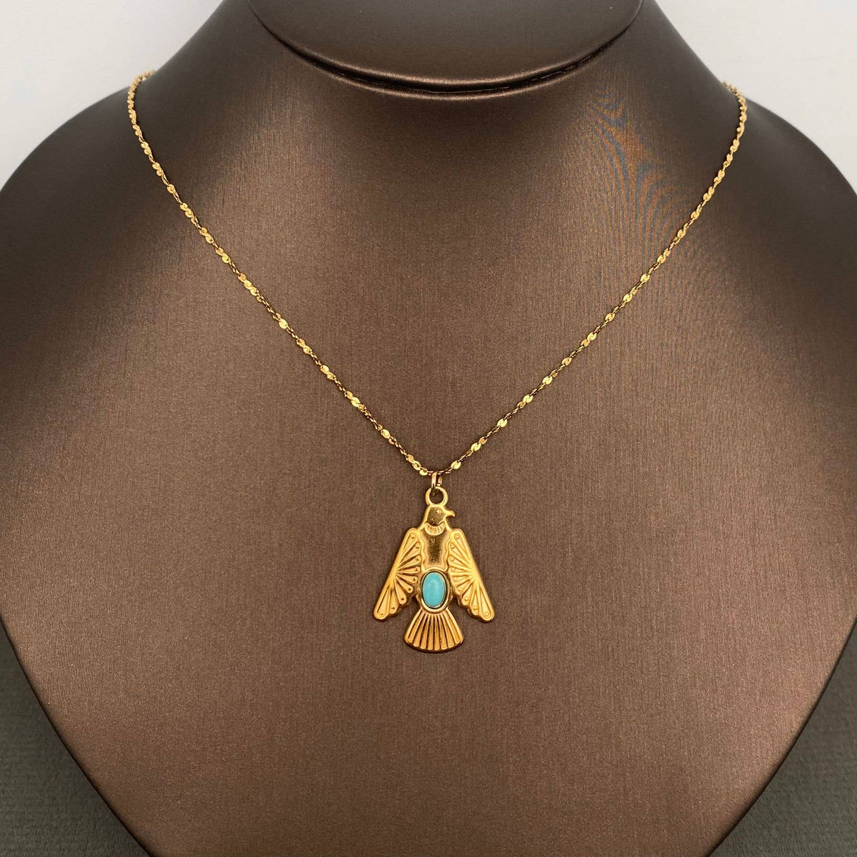 Turquoise inlaid 18K Gold Plated Charm Necklace