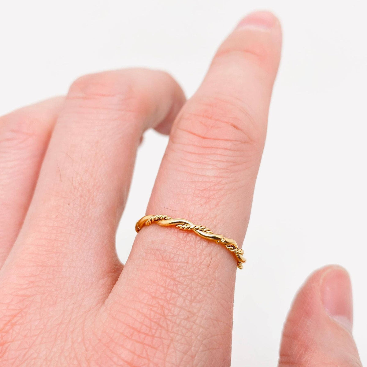 18K Gold Plated Dainty Rope Ring