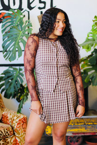 Plaid Button Down Vest Top