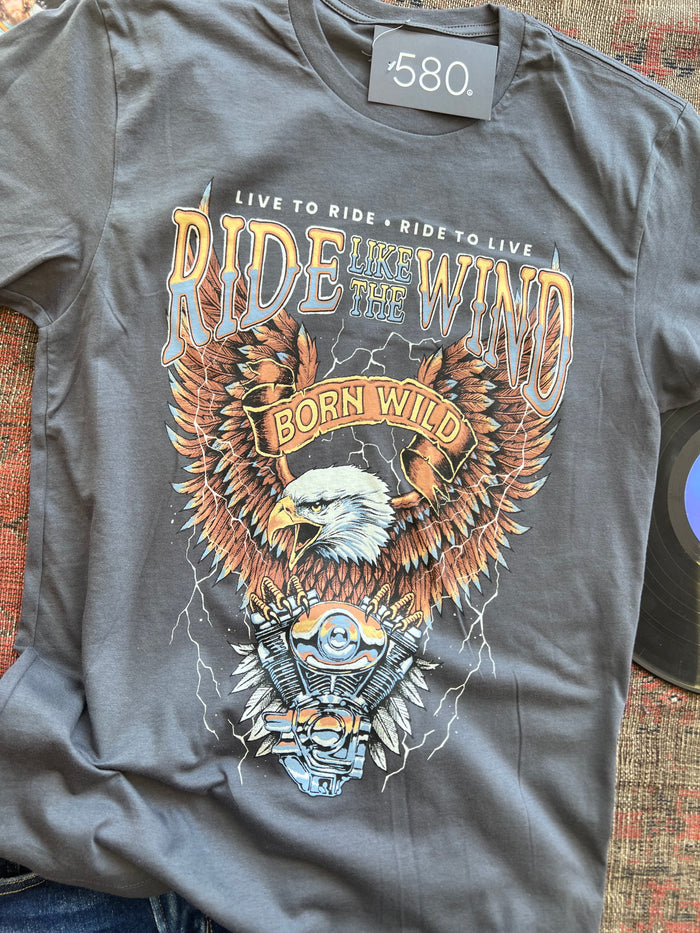 Ride Like The Wind Dark Gray Graphic Tee