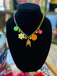 Heavy Mixed Metal Charm Necklace