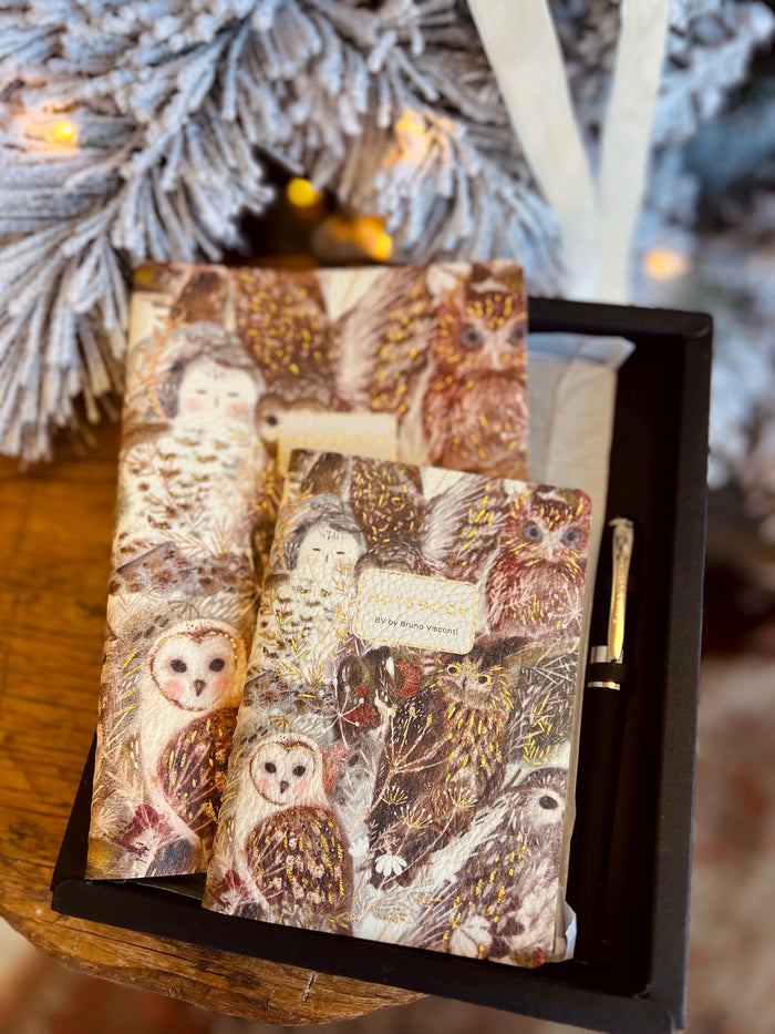3 Piece Set -Owls - 2 Notebooks + Monaco Pen