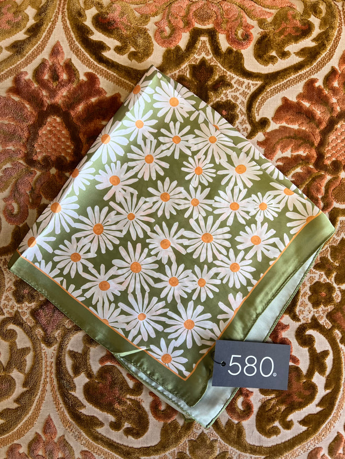 Daisy Bandana Scarf on Green