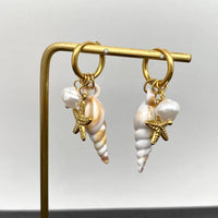18K Gold Plated Seashell Huggie Hoop Earrings