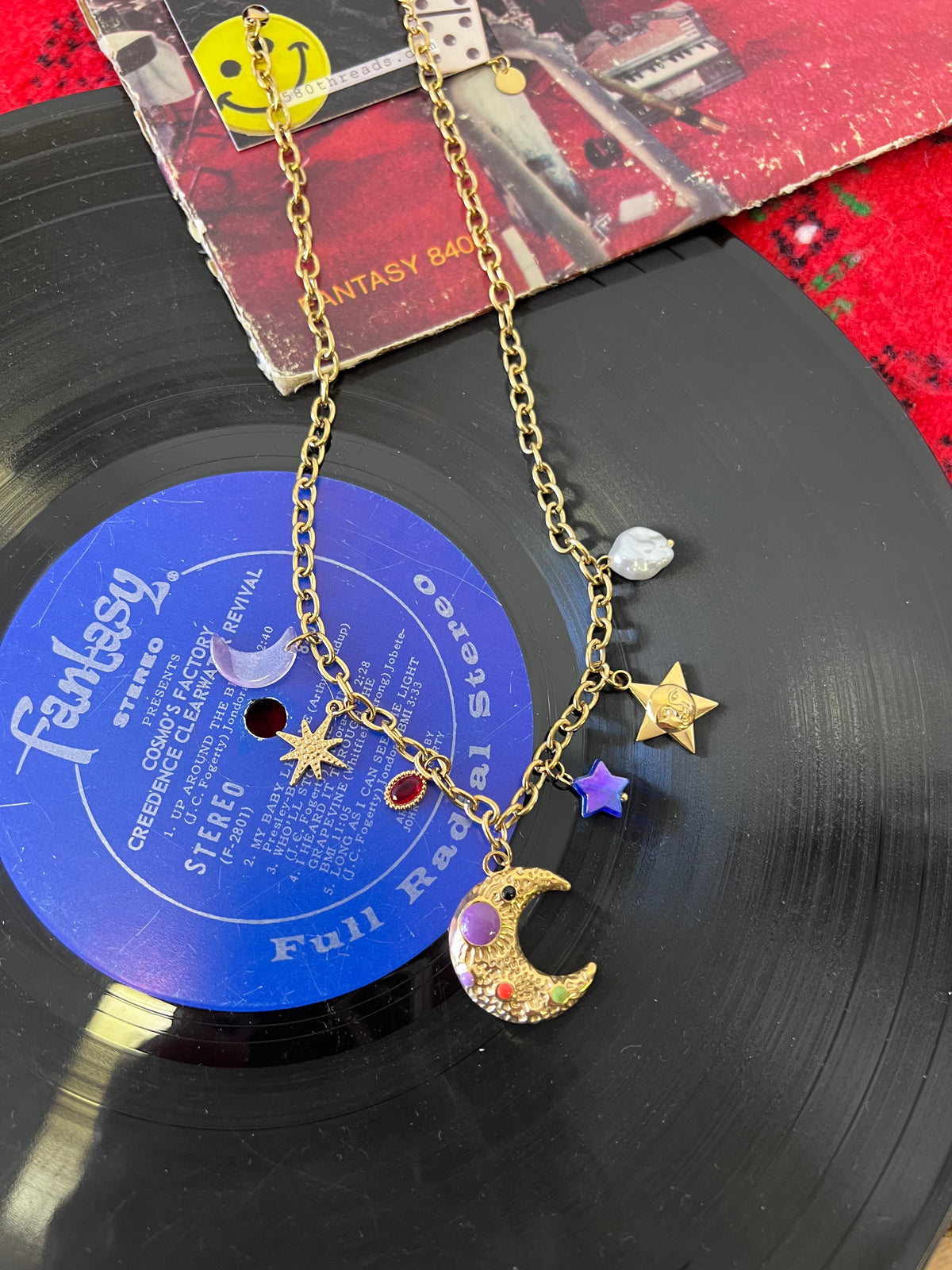Star Moon Charm 18K GP Necklace