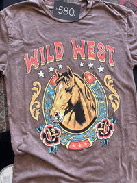 Mocha Mineral Wash Wild West Graphic Tee