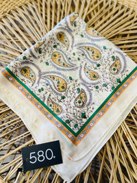Cream Paisley Satin Square Scarf
