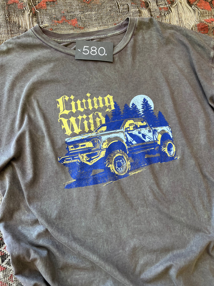 Living Wild Vintage-Wash Oversize Graphic Tee