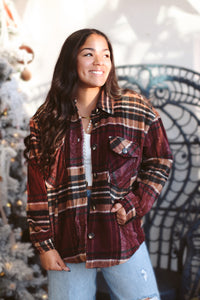 Brushed Plaid Shacket + Burgundy | BF '25