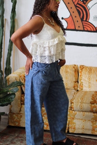 Keaton Denim Bow Detail Wide Leg Pants
