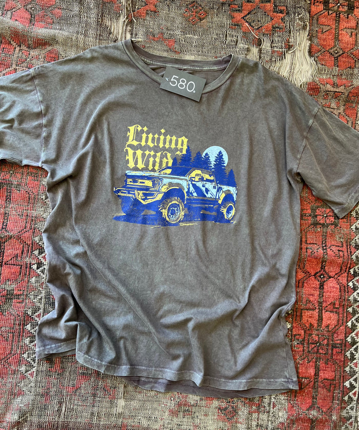 Living Wild Vintage-Wash Oversize Graphic Tee