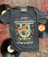 Black Mineral Wash All American Rodeo Graphic Tee