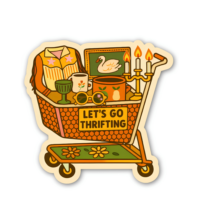 Let’s Go Thrifting Cart Sticker