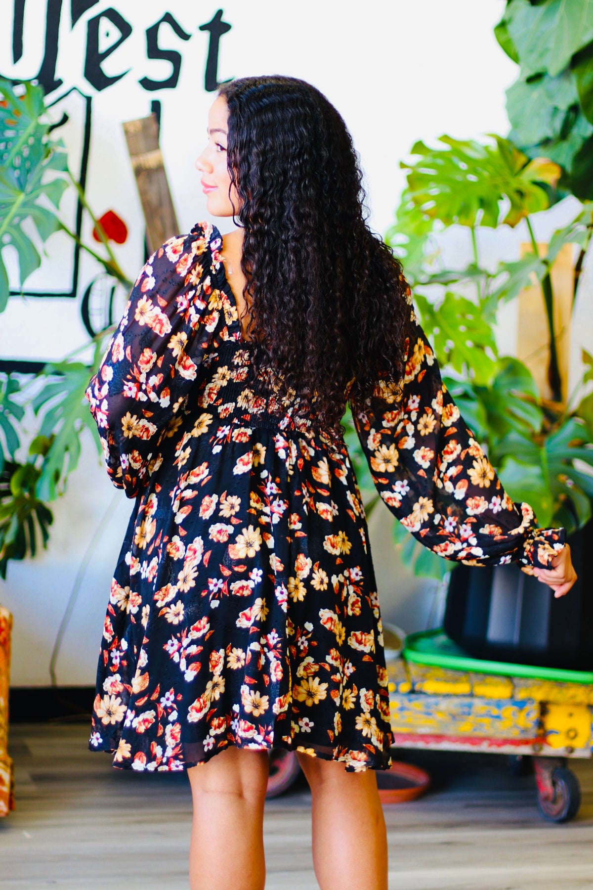 Floral Puff Sleeve Mini Dress