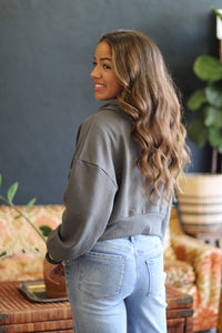 Casual Grey Zip Up Hoodie Jacket