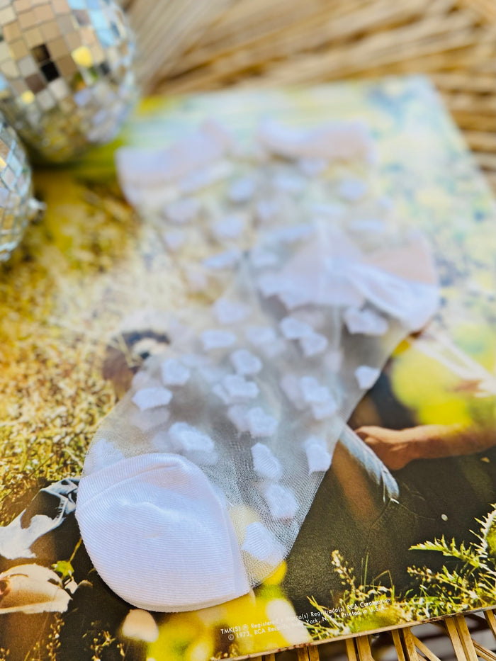 Cutie Heart Sheer Socks in White