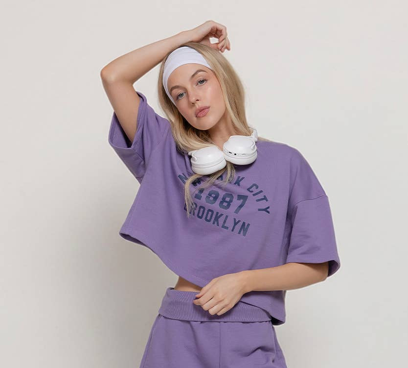 Brooklyn Purple Short Sleeve Sweatshirt