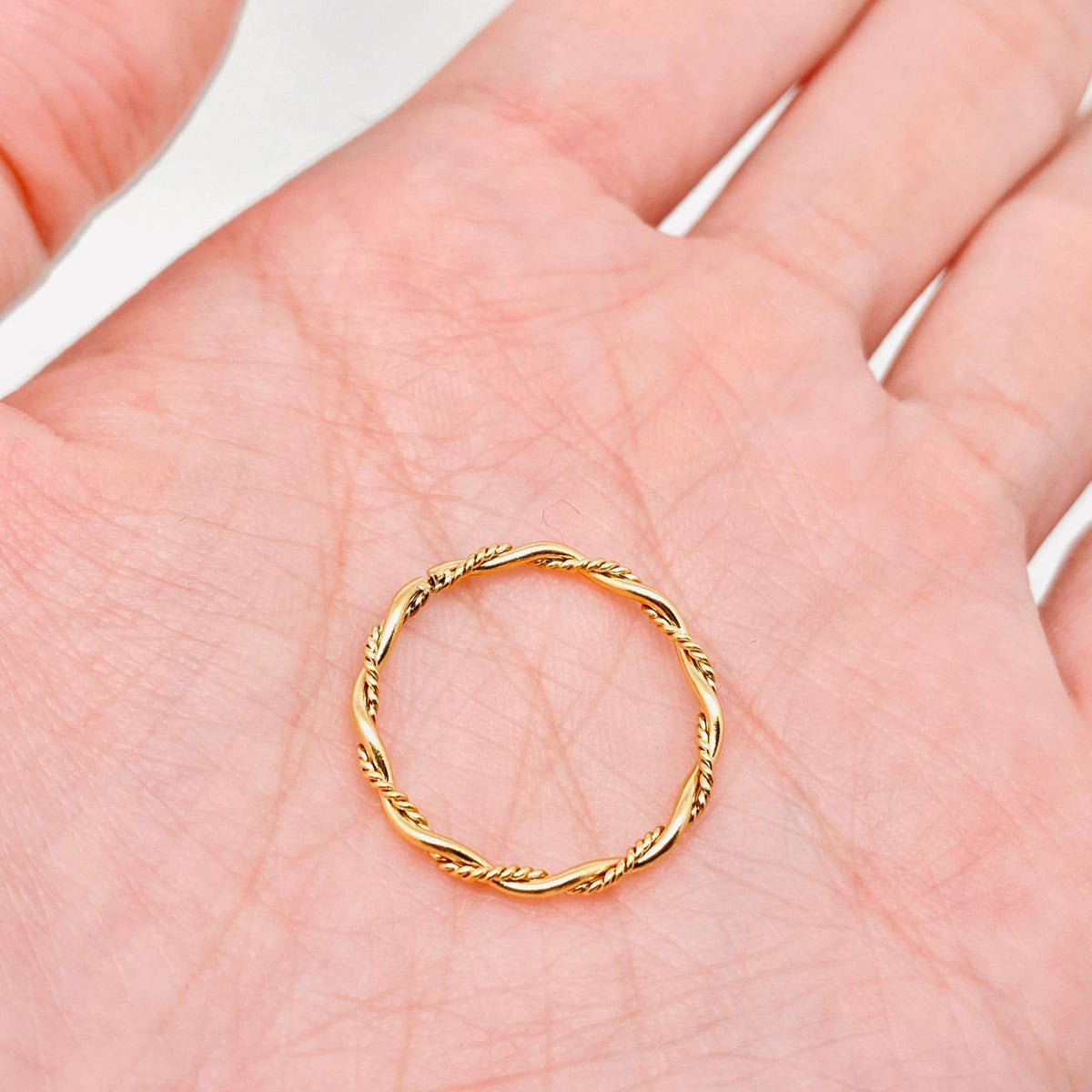 18K Gold Plated Dainty Rope Ring