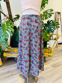 Vault Vintage | Grey Floral Skirt Medium